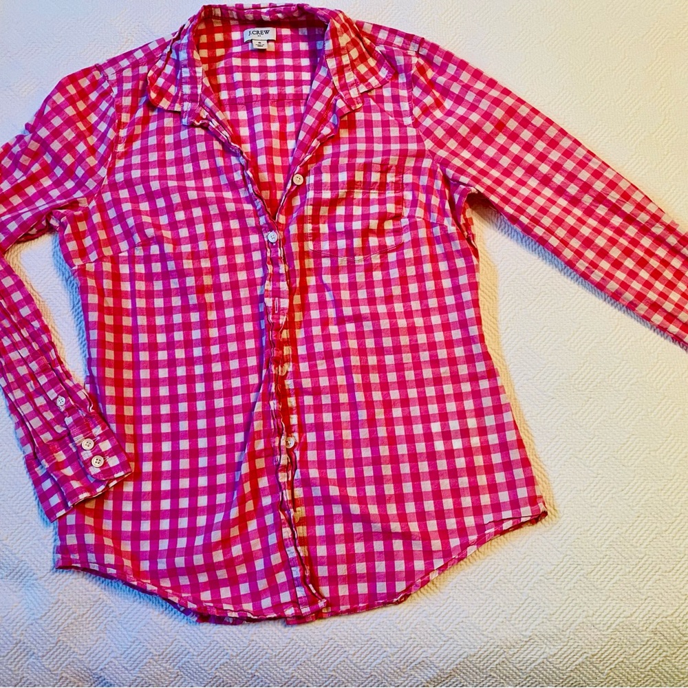 J.Crew Factory Pink & White Button Down Shirt, size Small